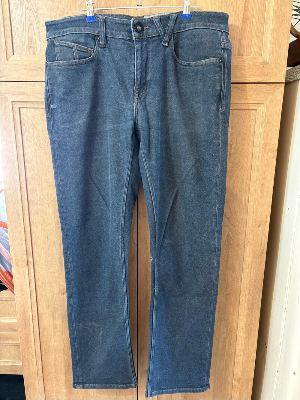 Volcom Men's Straight-Leg Jeans in Dark Blue Denim